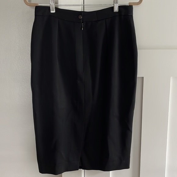 Vintage Claire Paris Made in France Black Wool Pencil Skirt sz 44 FR US 8/10 - Picture 4 of 8